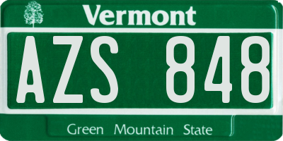 VT license plate AZS848