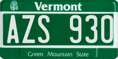 VT license plate AZS930