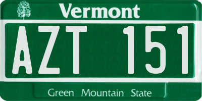 VT license plate AZT151