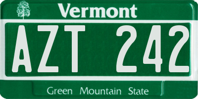 VT license plate AZT242