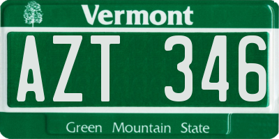 VT license plate AZT346