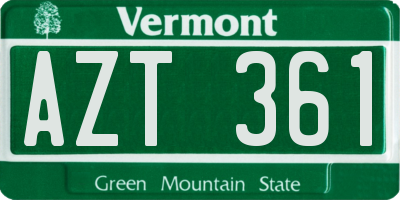 VT license plate AZT361