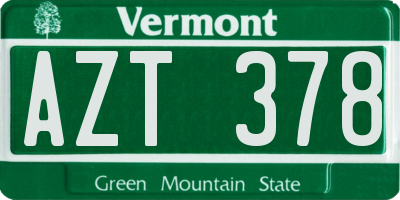 VT license plate AZT378