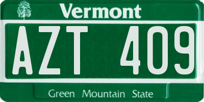 VT license plate AZT409