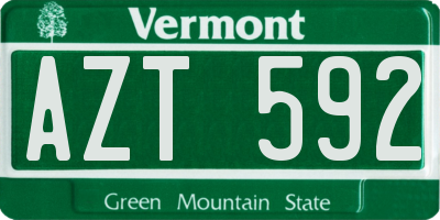 VT license plate AZT592