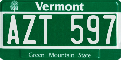 VT license plate AZT597