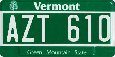 VT license plate AZT610