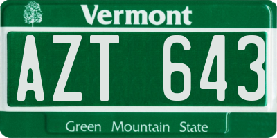 VT license plate AZT643