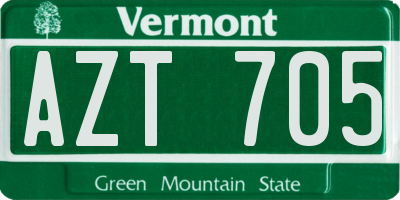 VT license plate AZT705