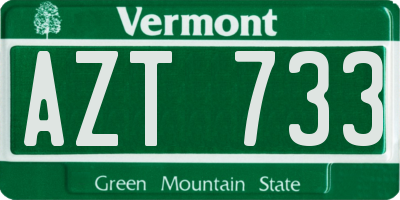 VT license plate AZT733