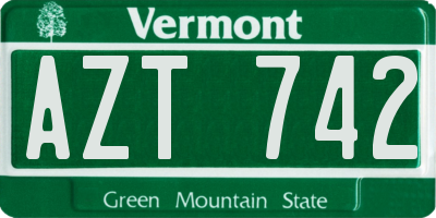 VT license plate AZT742