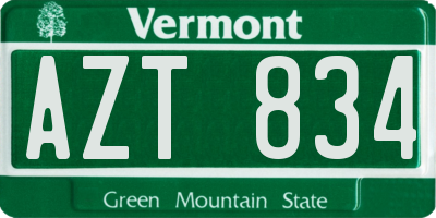 VT license plate AZT834