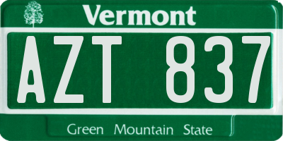 VT license plate AZT837