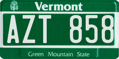 VT license plate AZT858