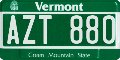 VT license plate AZT880