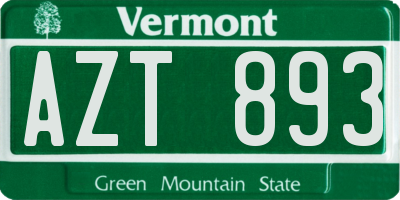 VT license plate AZT893