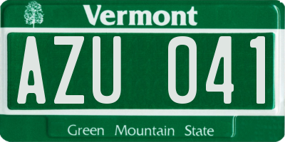 VT license plate AZU041