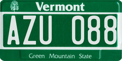 VT license plate AZU088