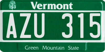 VT license plate AZU315