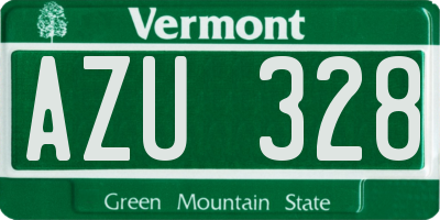 VT license plate AZU328