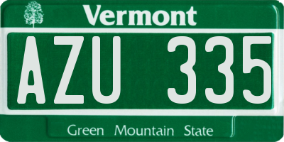 VT license plate AZU335