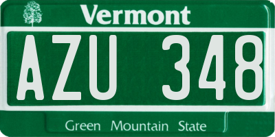 VT license plate AZU348