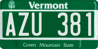 VT license plate AZU381