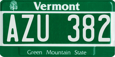 VT license plate AZU382
