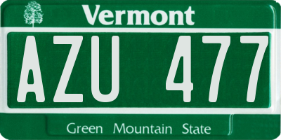 VT license plate AZU477