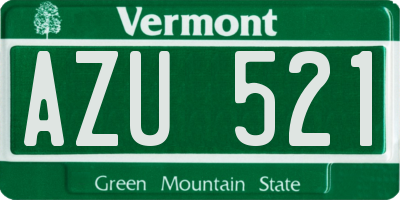 VT license plate AZU521