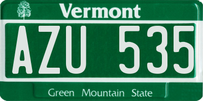 VT license plate AZU535