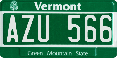 VT license plate AZU566