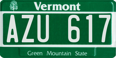 VT license plate AZU617