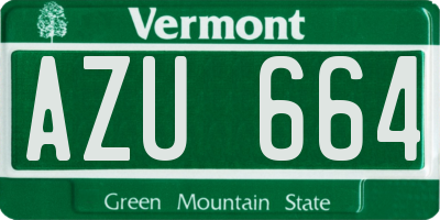 VT license plate AZU664