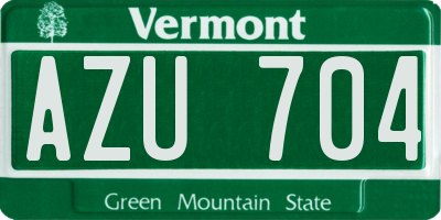 VT license plate AZU704