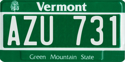VT license plate AZU731
