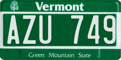 VT license plate AZU749