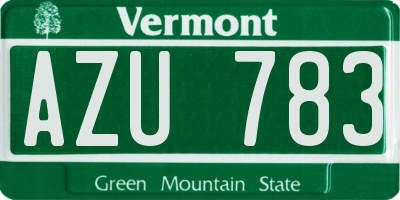 VT license plate AZU783