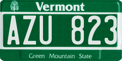 VT license plate AZU823
