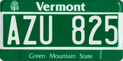VT license plate AZU825