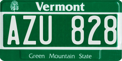 VT license plate AZU828