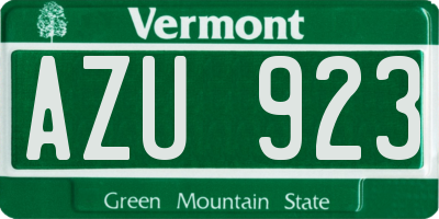 VT license plate AZU923