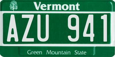 VT license plate AZU941