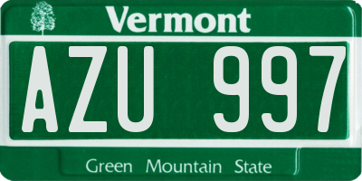 VT license plate AZU997
