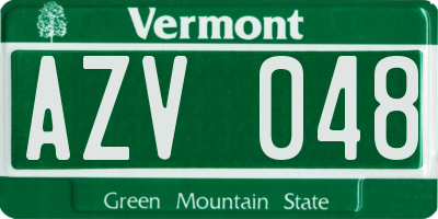 VT license plate AZV048