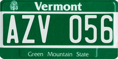 VT license plate AZV056