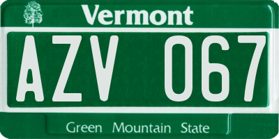 VT license plate AZV067
