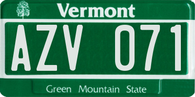 VT license plate AZV071