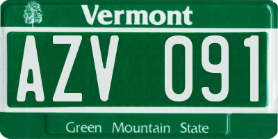 VT license plate AZV091