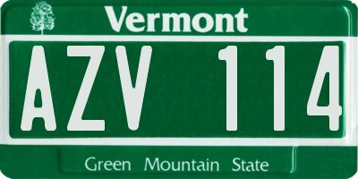 VT license plate AZV114